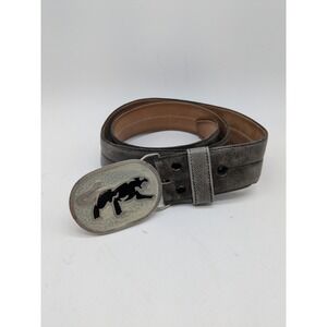 Vintage 1979 PSS Belt Buckle Cougar Logo Inlay Antiqued Leather Size 36 A066